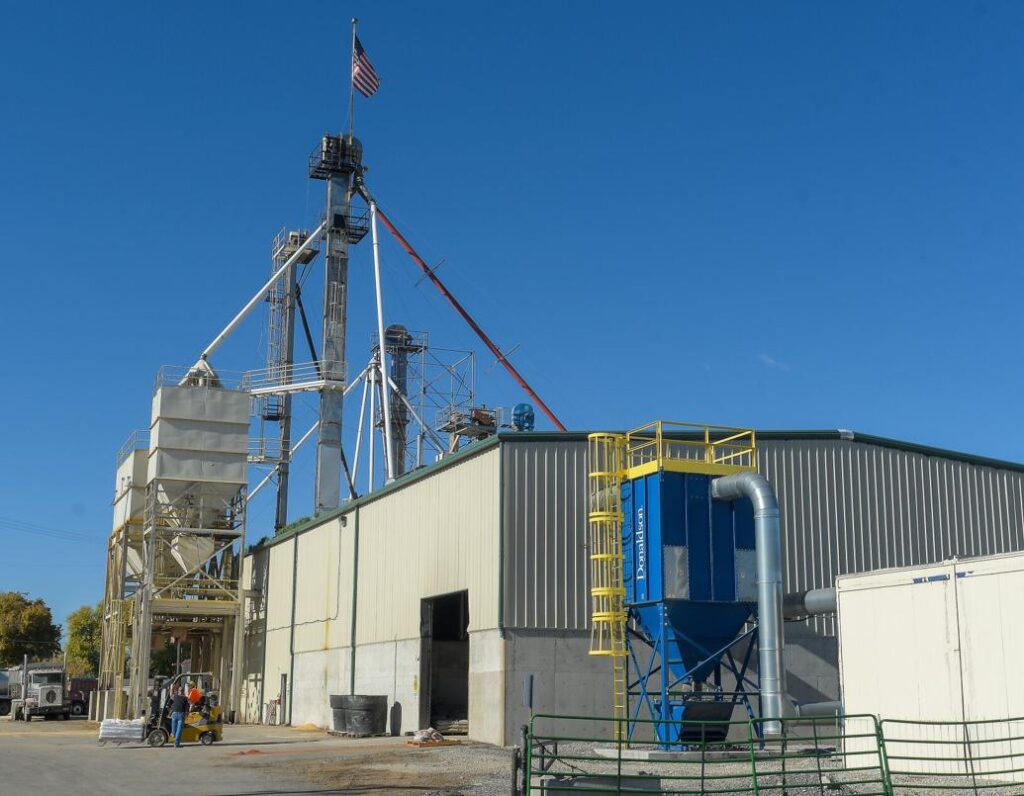 Preston Feed Mill with blue sky in the background